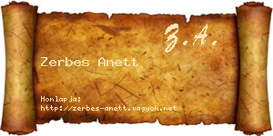 Zerbes Anett névjegykártya
